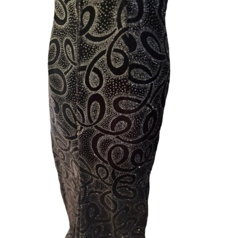 Vintage Scott McClintock 90s Glittery Black Velvet Shimmer Maxi Dress Womens 14 - Picture 9 of 15